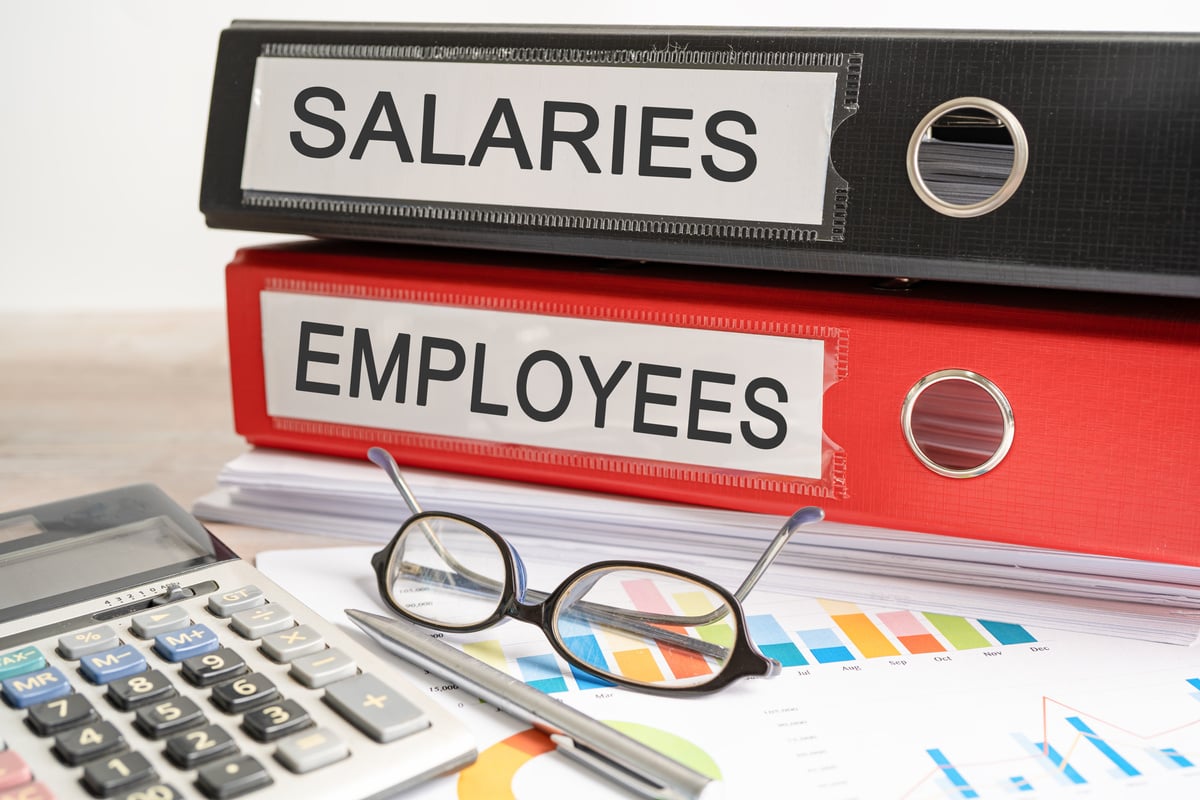 Salaries Employees. Binder data finance report business with